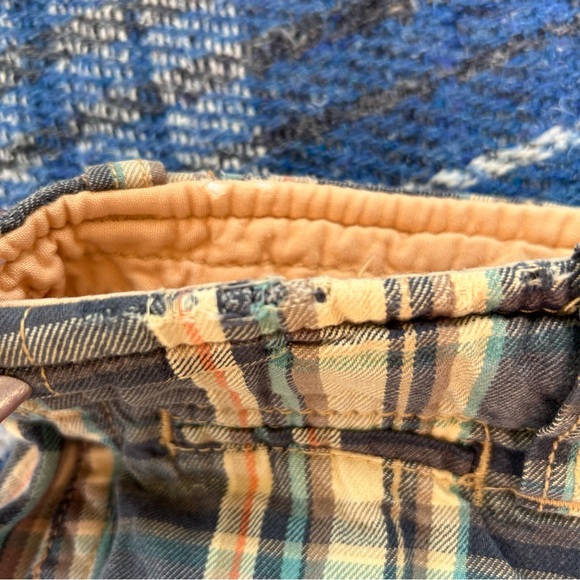 Campus Crew Plaid Shorts Mens Size 34 x 10 Blue Cream Pockets Cotton - Picture 8 of 11